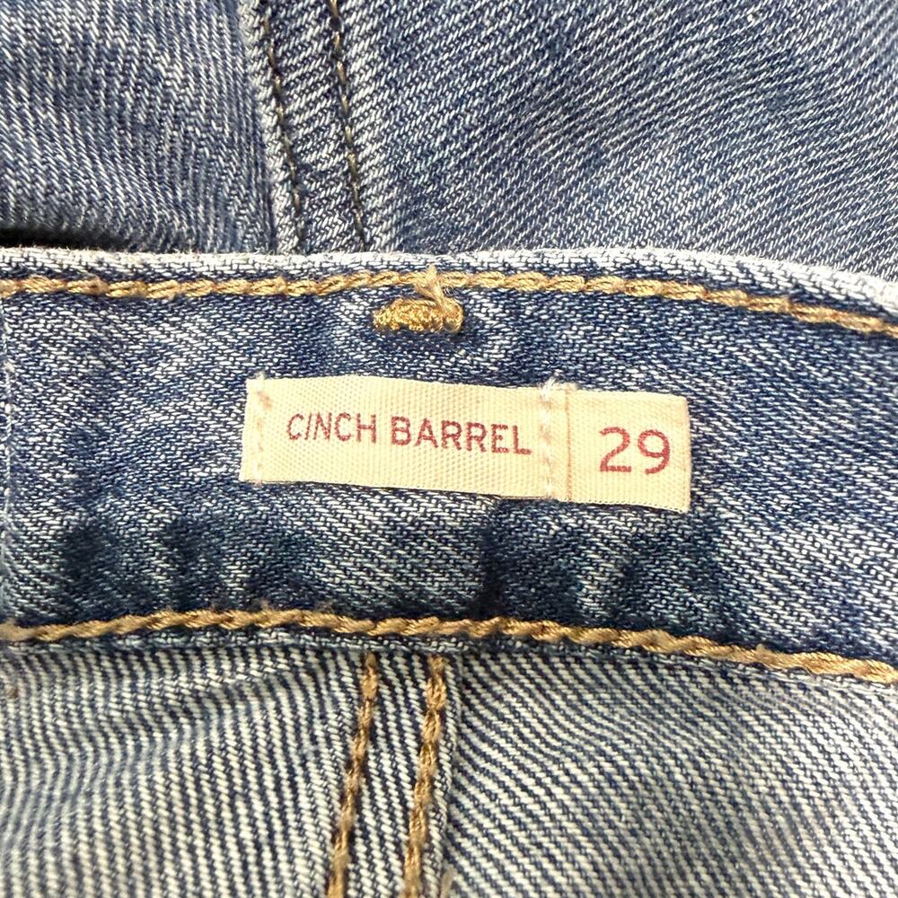 Levi Womens Cinch Barrel Leg Jeans 29 Medium Blue Wash Denim Cotton Zipper Fly - Picture 3 of 12